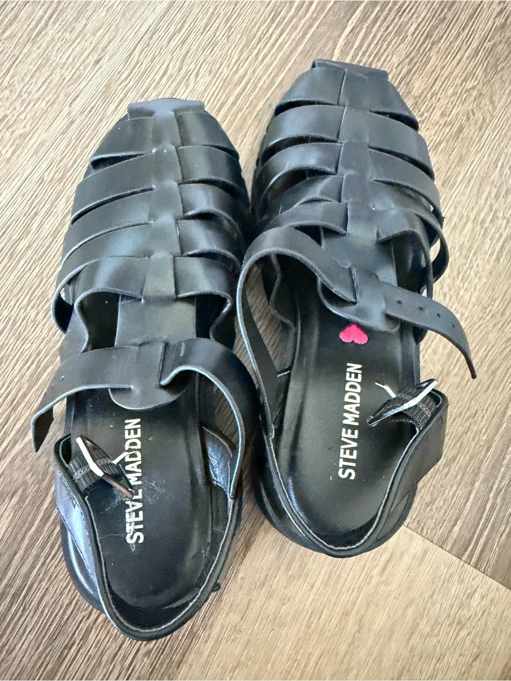 Steve Madden Black Chunky Fisherman Sandals for Kids